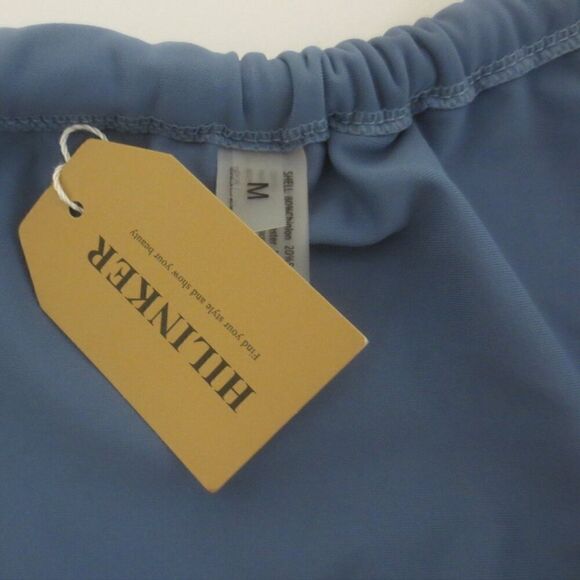 NWT Hilinker Blue Ruched Bikini Criss Cross Back High Cut Swimsuit Set Sz M - Picture 10 of 11